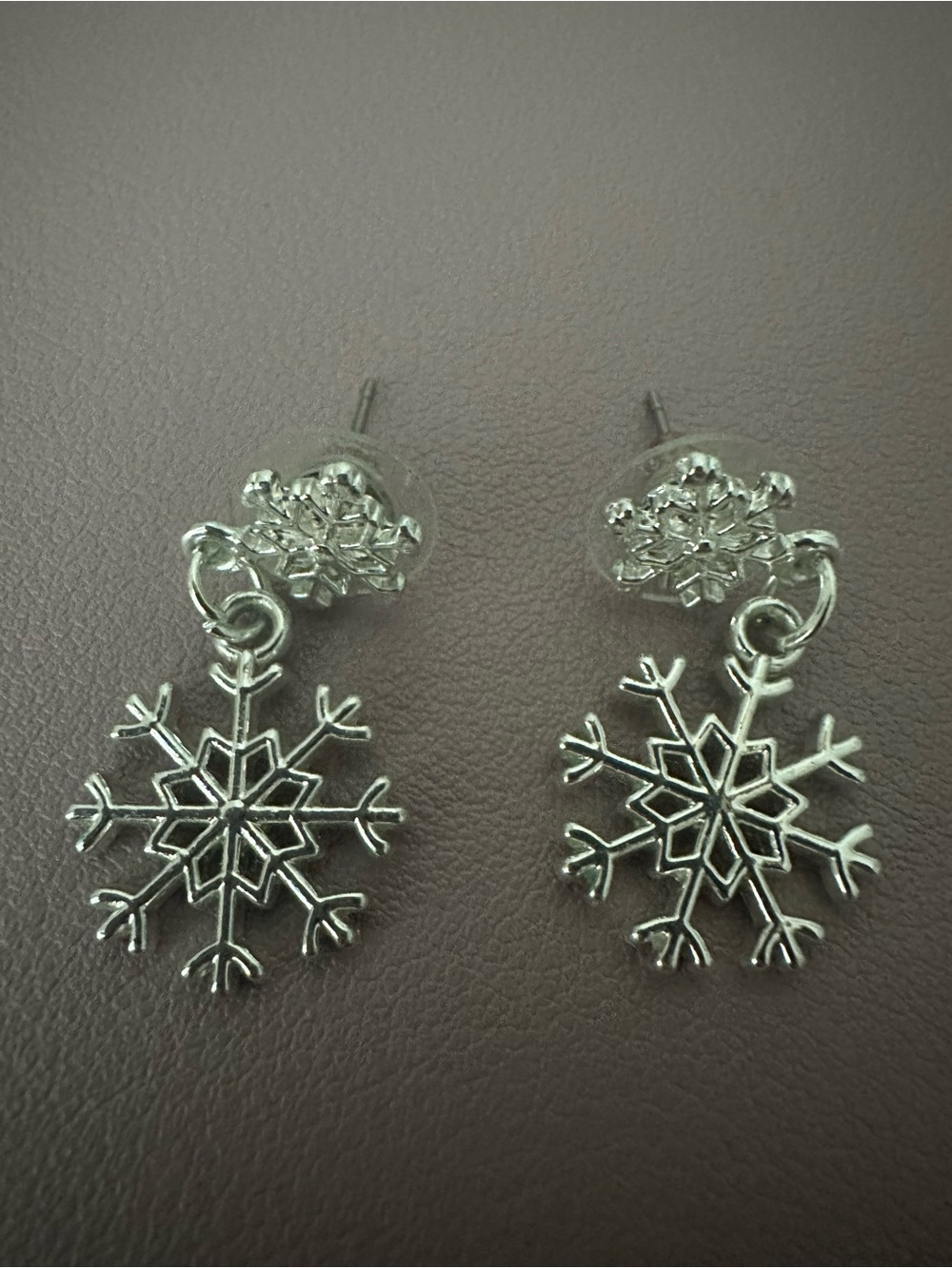Silver tone dangle Snowflake Stud Earrings - Women Jewelry